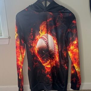 3 for $20 Flaming Baseball Graphic Hoodie Youth Size Large